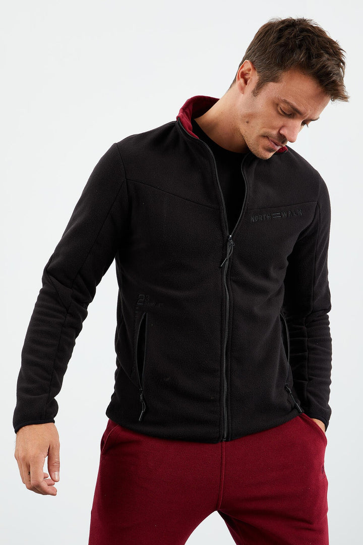 TMY Black Two-Tone Zippered High Neck Standard Fit Men's Sweatshirt Fleece - 87994 - Ciudad Constitución