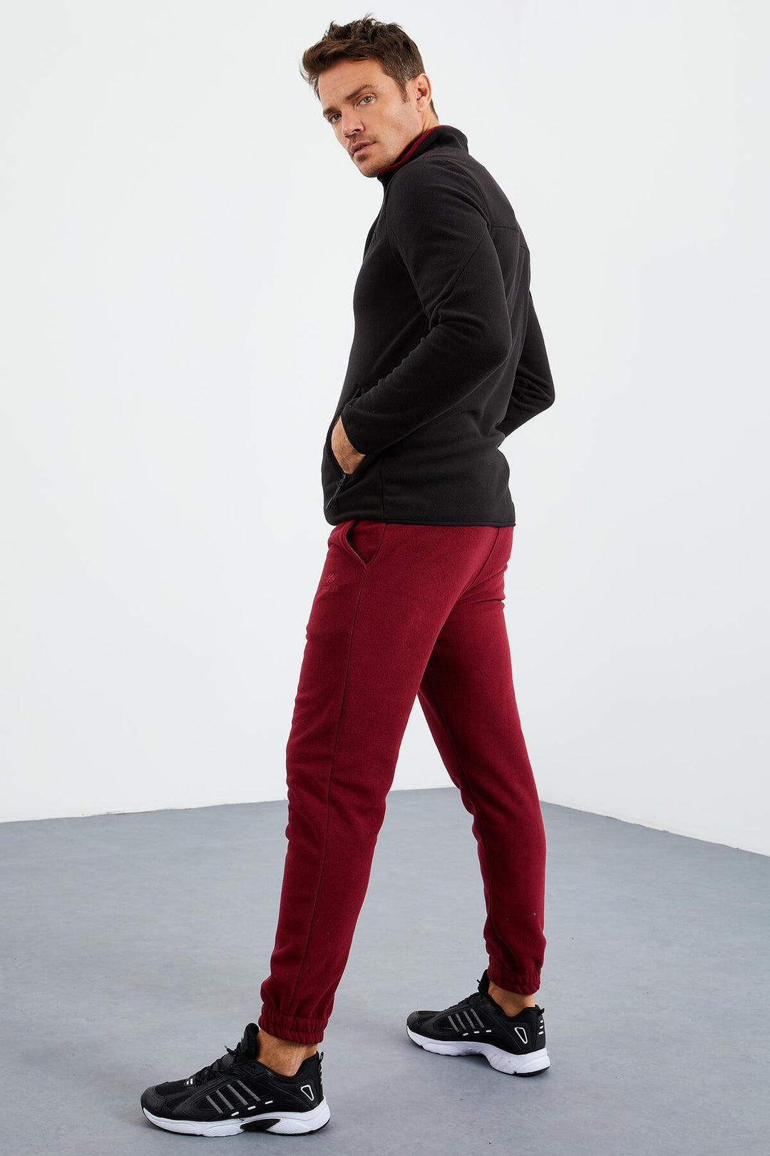 TMY Black Two-Tone Zippered High Neck Standard Fit Men's Sweatshirt Fleece - 87994 - Ciudad Constitución