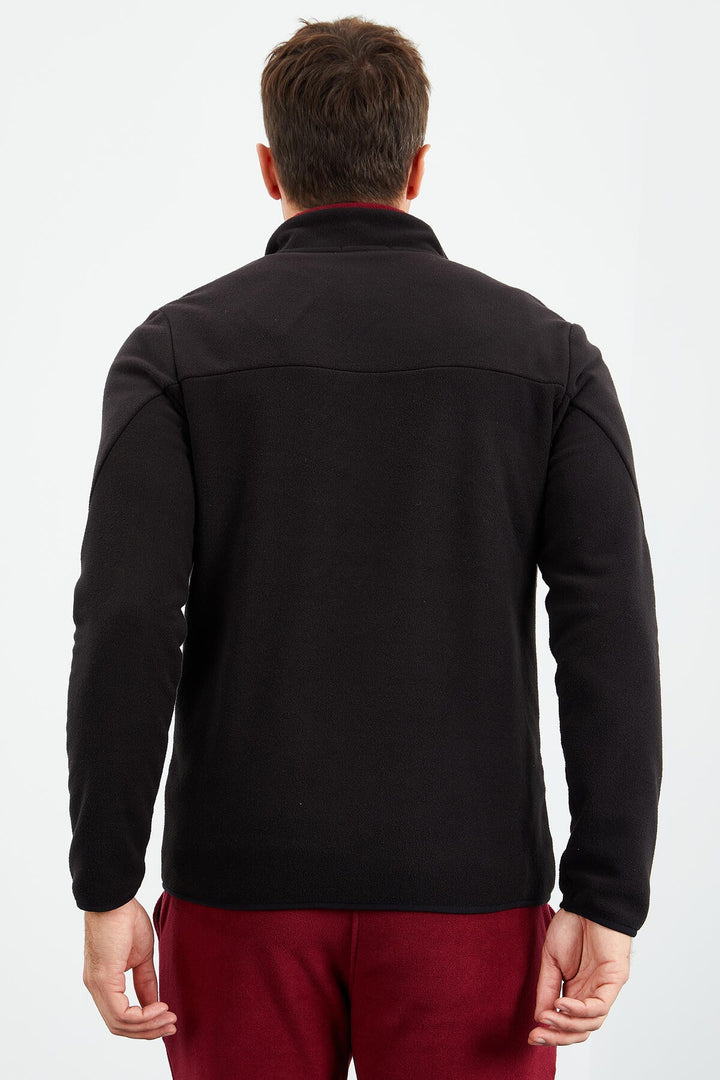 TMY Black Two-Tone Zippered High Neck Standard Fit Men's Sweatshirt Fleece - 87994 - Ciudad Constitución