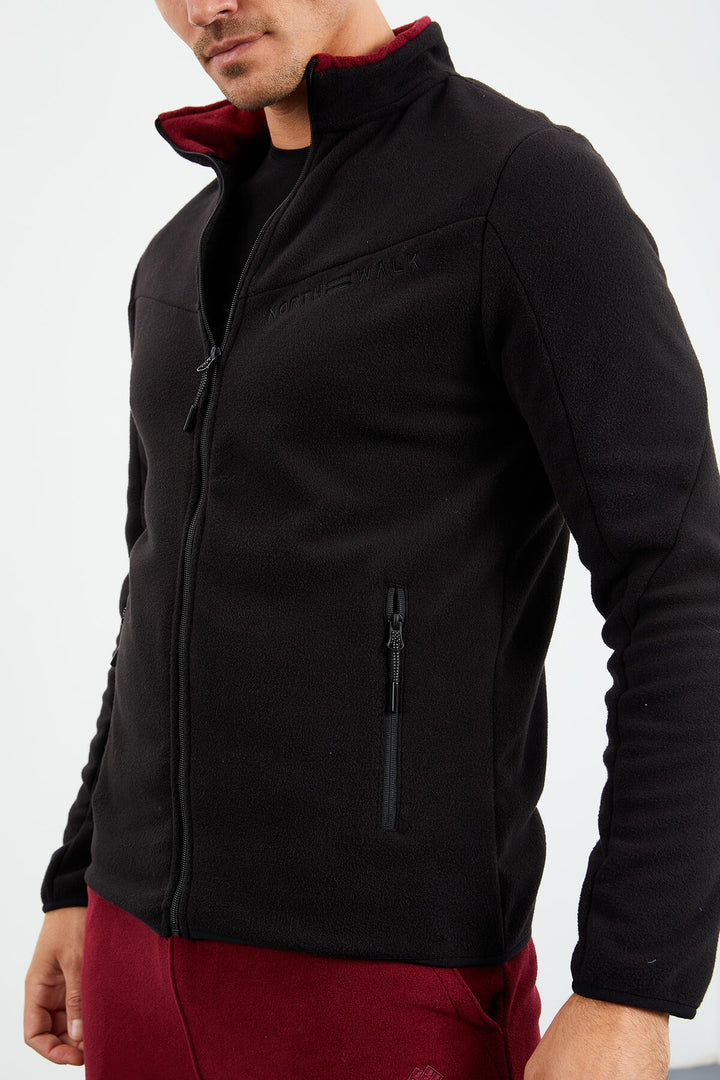 TMY Black Two-Tone Zippered High Neck Standard Fit Men's Sweatshirt Fleece - 87994 - Ciudad Constitución