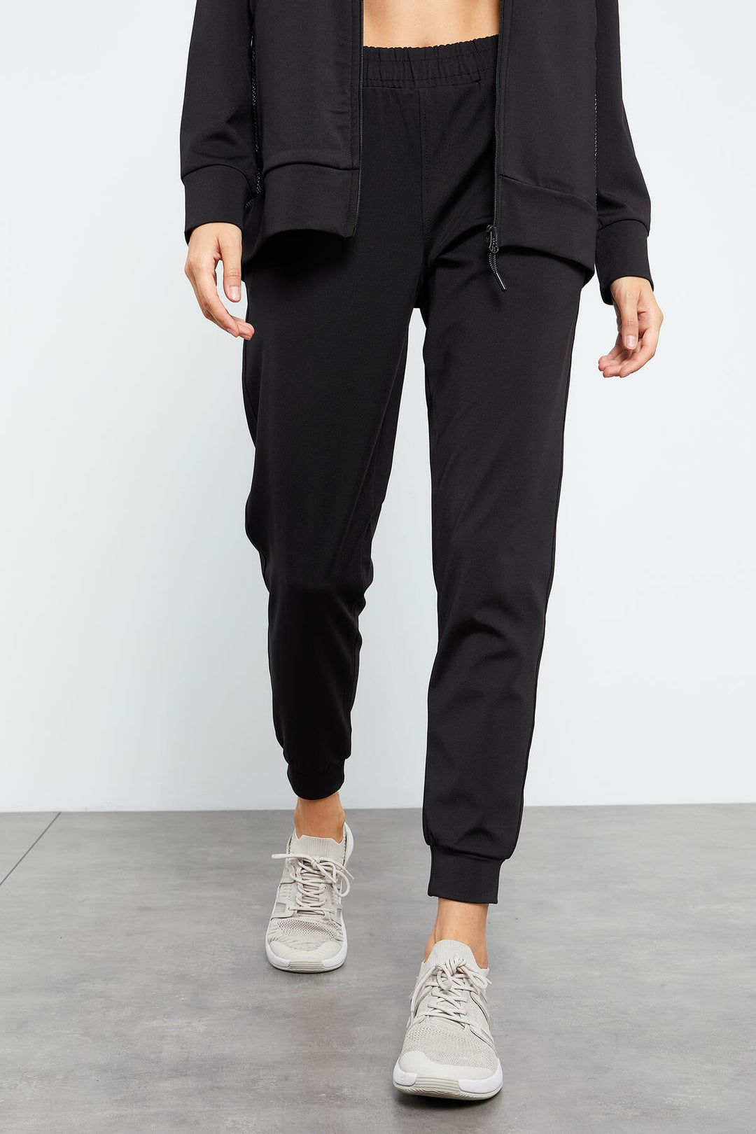 TMY Black Reverse Zippered Scuba Fabric Standard Mold Jogger Women's Tracksuit - 95272 - Spring Hill