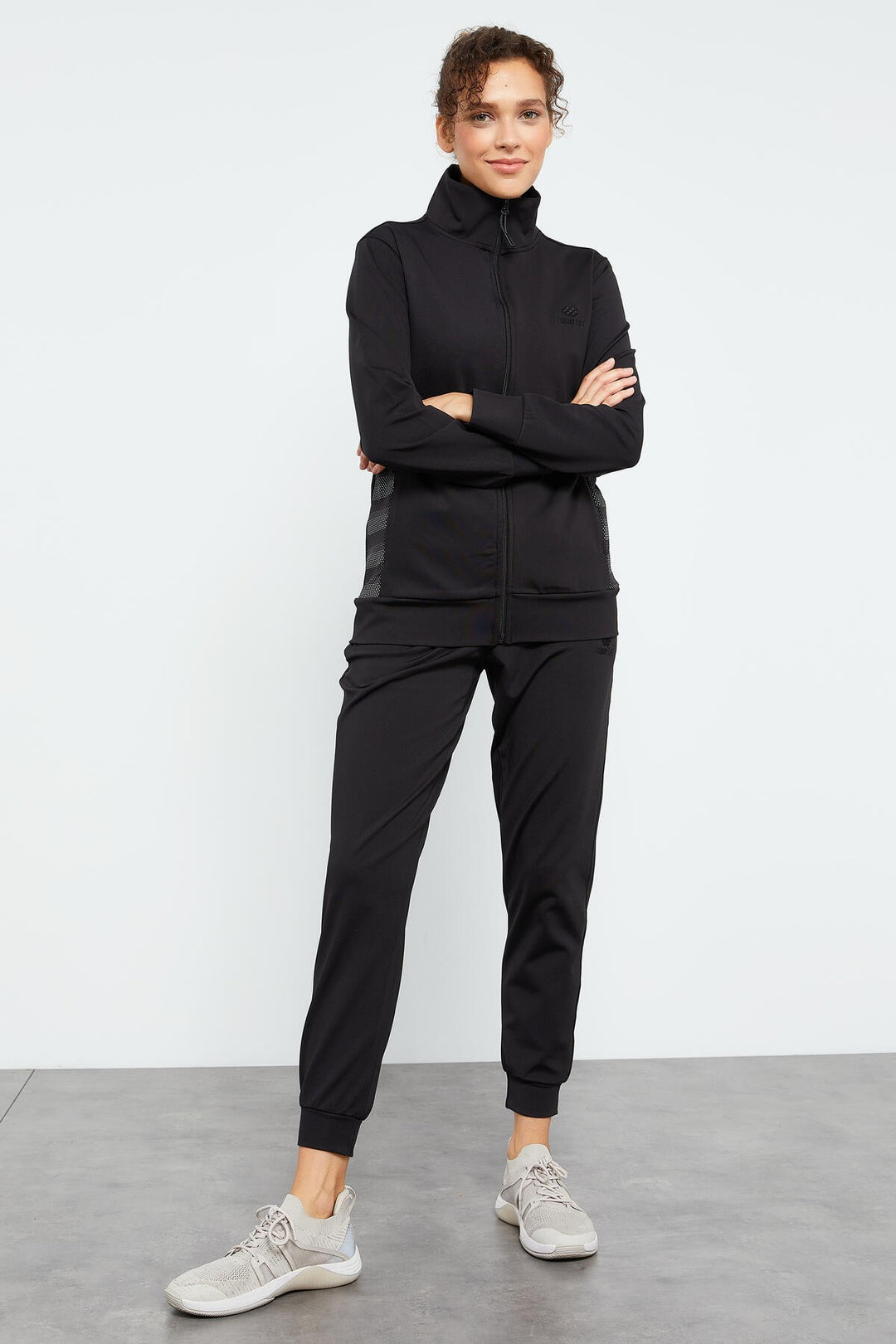 TMY Black Reverse Zippered Scuba Fabric Standard Mold Jogger Women's Tracksuit - 95272 - Spring Hill