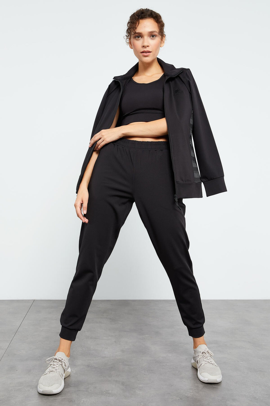 TMY Black Reverse Zippered Scuba Fabric Standard Mold Jogger Women's Tracksuit - 95272 - Spring Hill