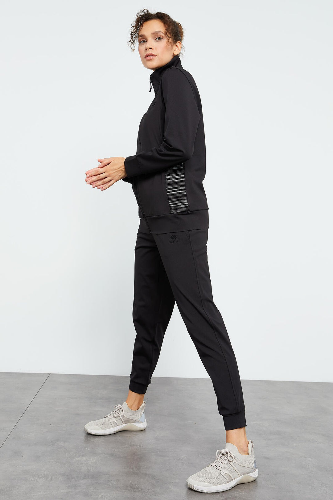 TMY Black Reverse Zippered Scuba Fabric Standard Mold Jogger Women's Tracksuit - 95272 - Spring Hill