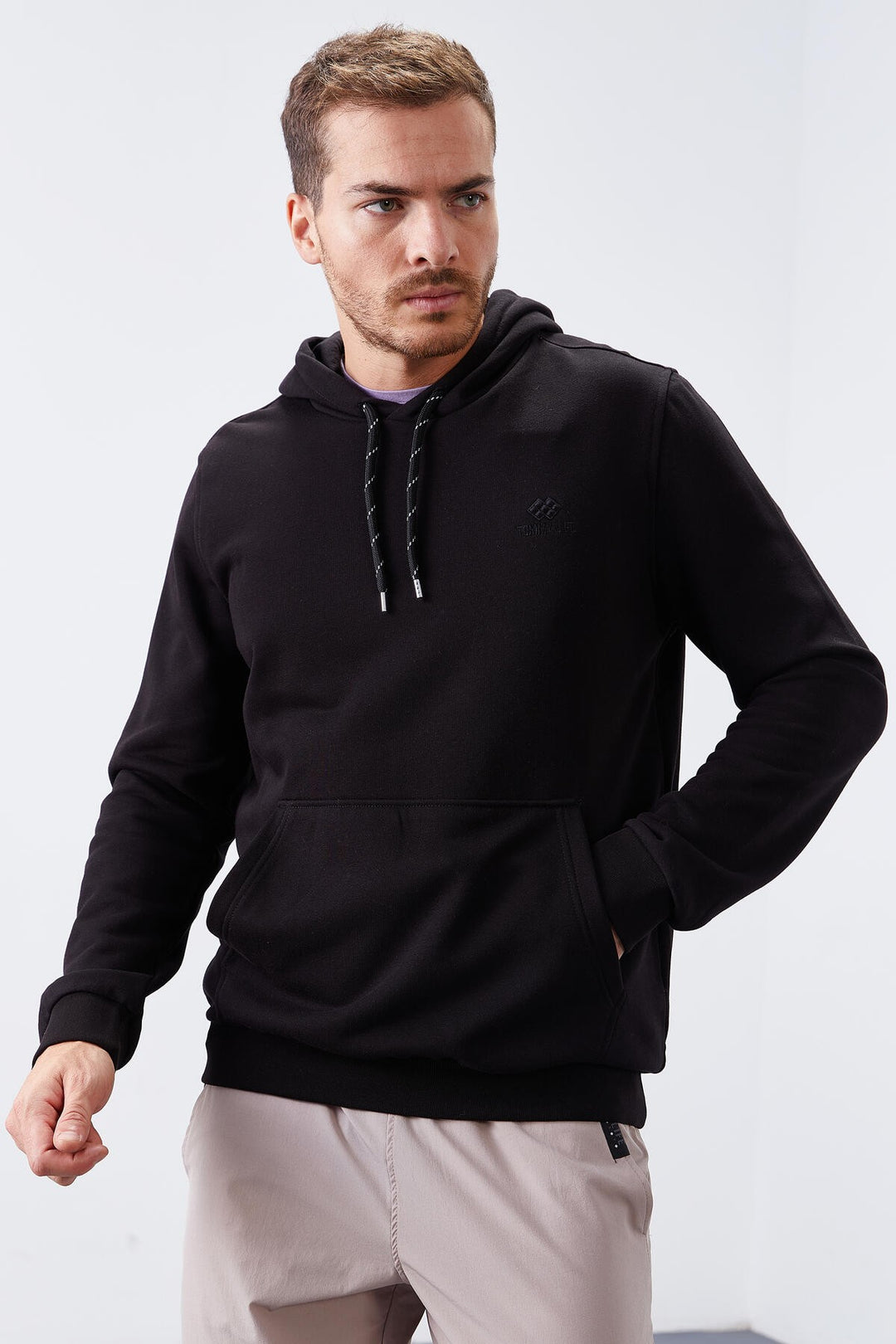 TMY Black Kangaroo Pocket Standard Fit Hooded Men's Sweatshirt - 87872 - East Honolulu