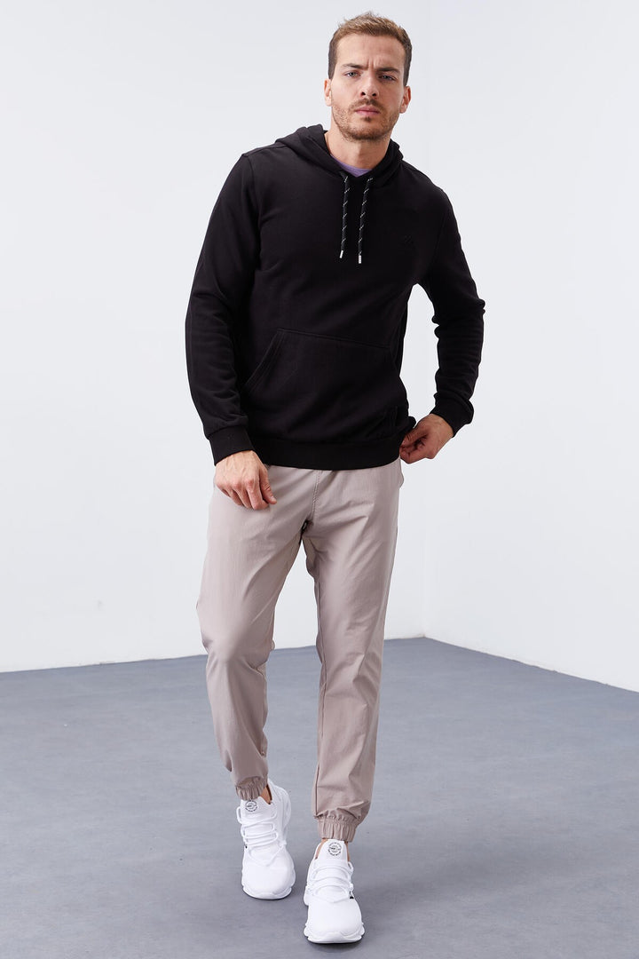 TMY Black Kangaroo Pocket Standard Fit Hooded Men's Sweatshirt - 87872 - East Honolulu
