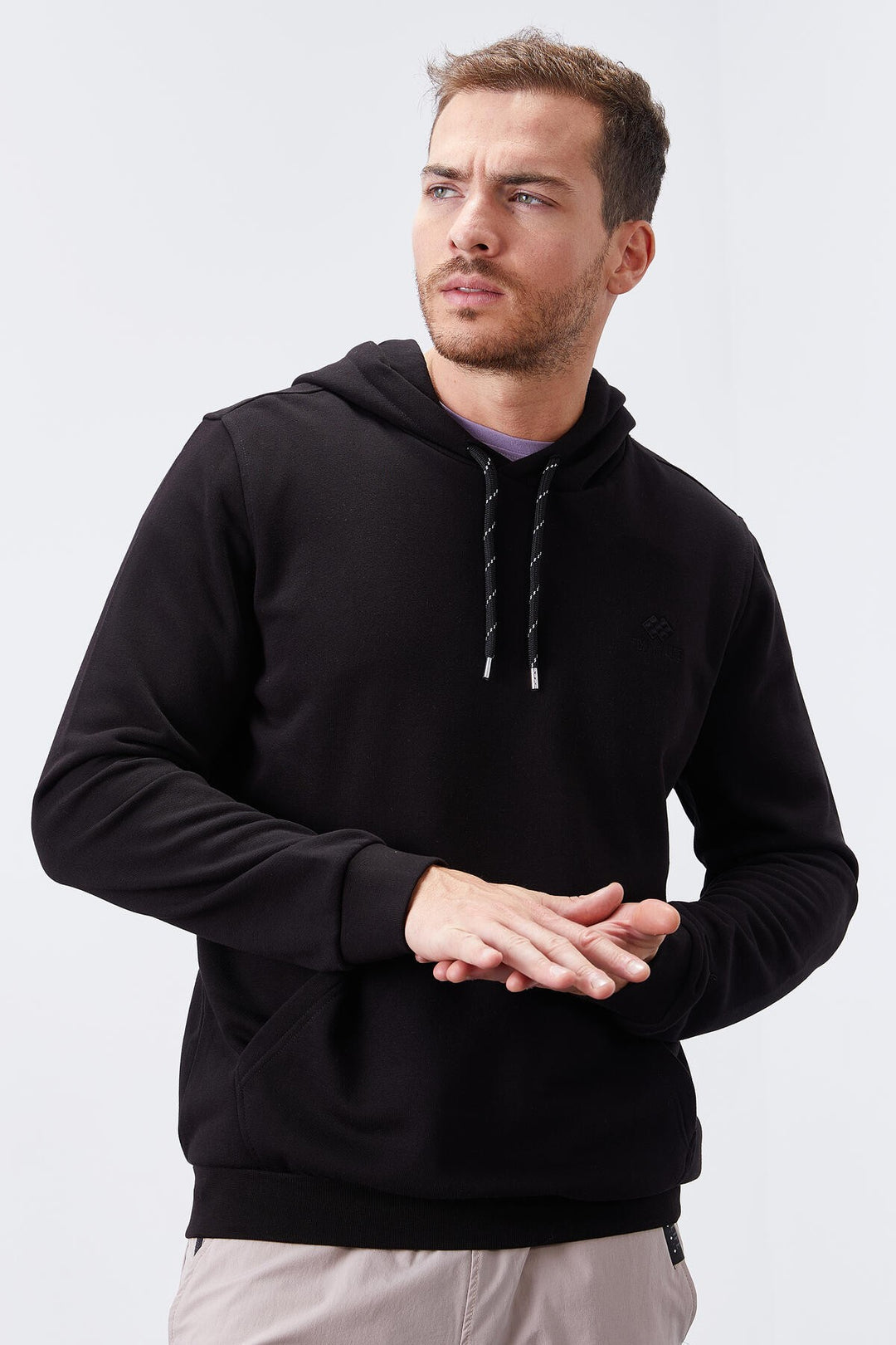 TMY Black Kangaroo Pocket Standard Fit Hooded Men's Sweatshirt - 87872 - East Honolulu