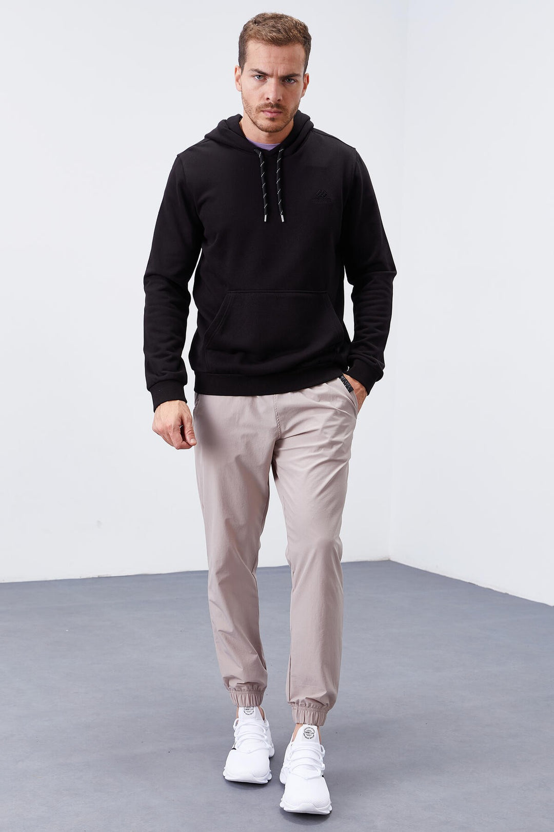 TMY Black Kangaroo Pocket Standard Fit Hooded Men's Sweatshirt - 87872 - East Honolulu