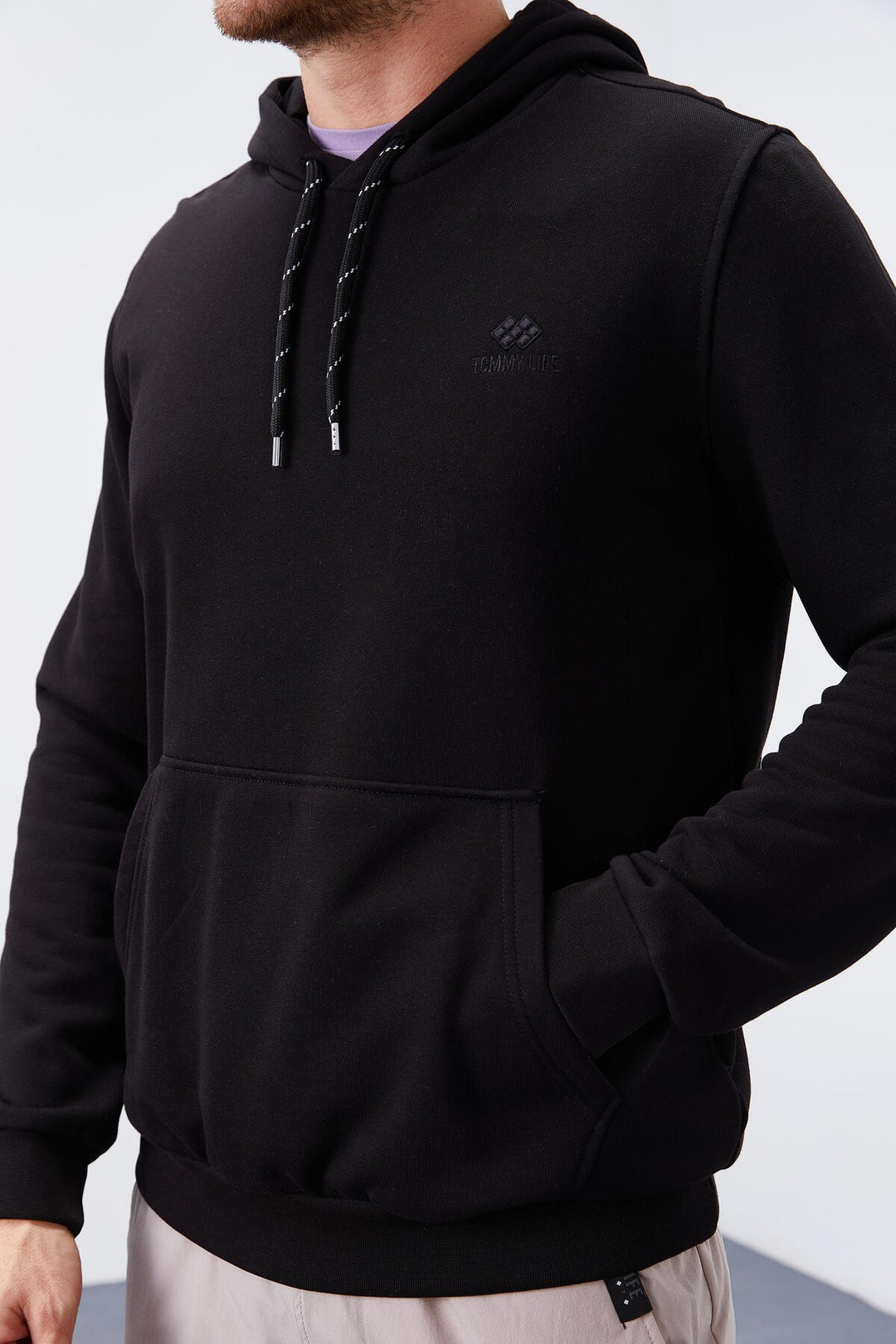 TMY Black Kangaroo Pocket Standard Fit Hooded Men's Sweatshirt - 87872 - East Honolulu