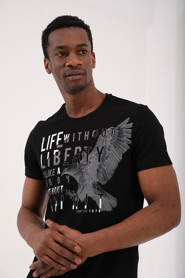 TMY Black Eagle Printed Standard Fit O Neck Men's T-Shirt - 87932 - Rîbniţa