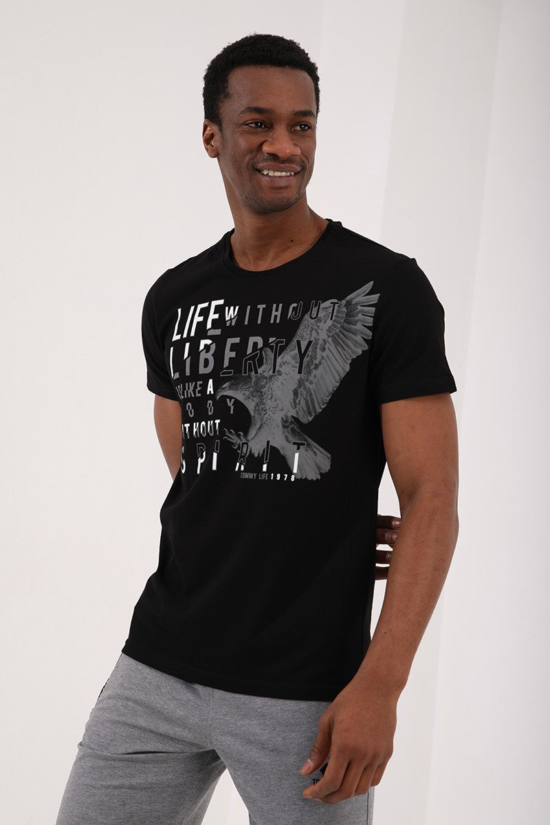 TMY Black Eagle Printed Standard Fit O Neck Men's T-Shirt - 87932 - Rîbniţa