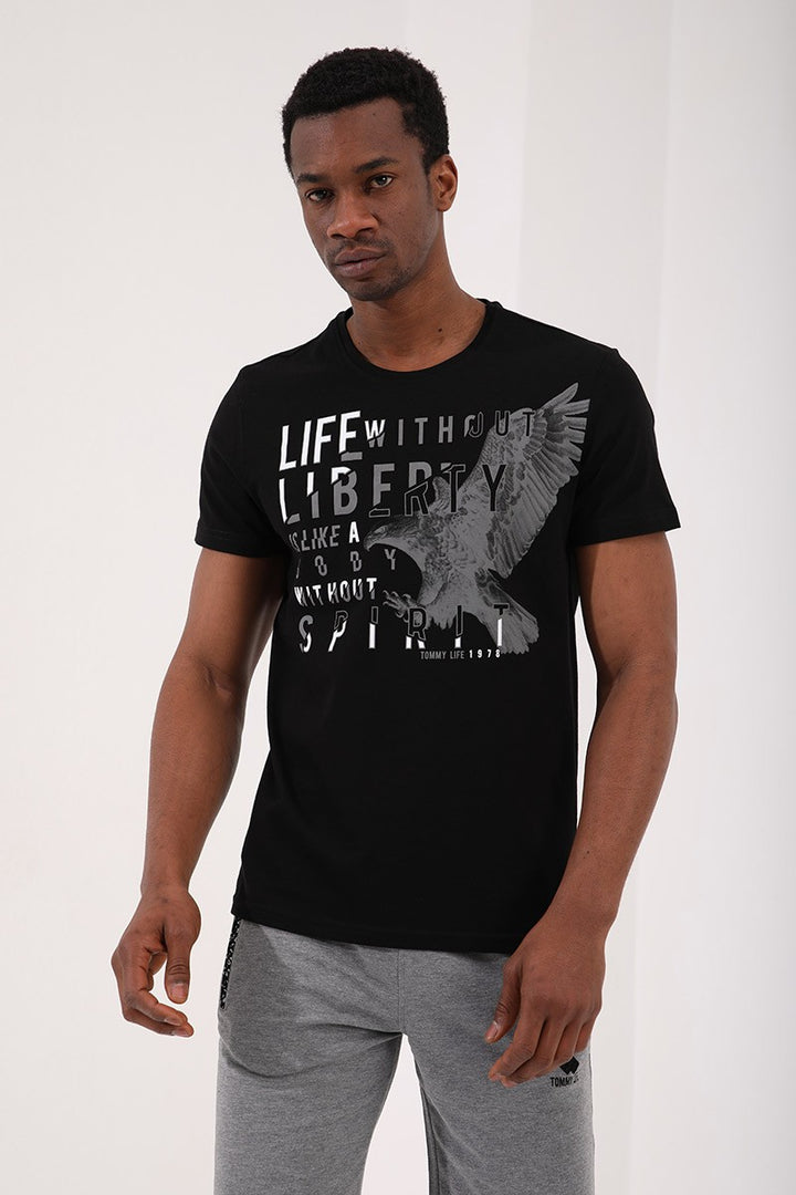 TMY Black Eagle Printed Standard Fit O Neck Men's T-Shirt - 87932 - Rîbniţa