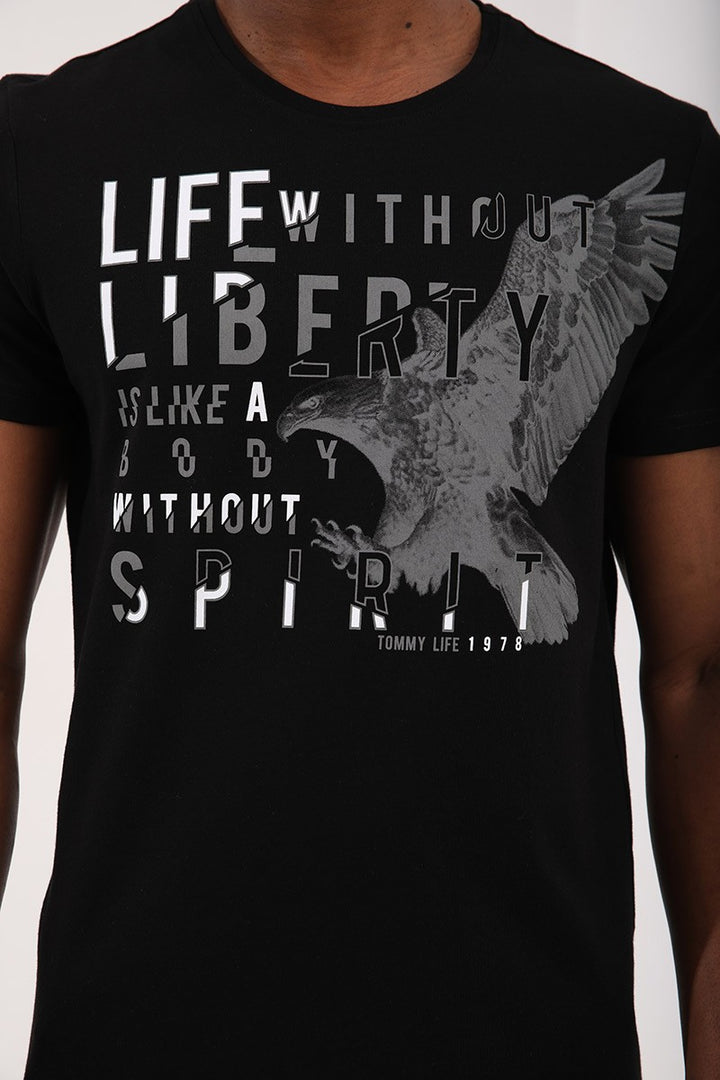 TMY Black Eagle Printed Standard Fit O Neck Men's T-Shirt - 87932 - Rîbniţa