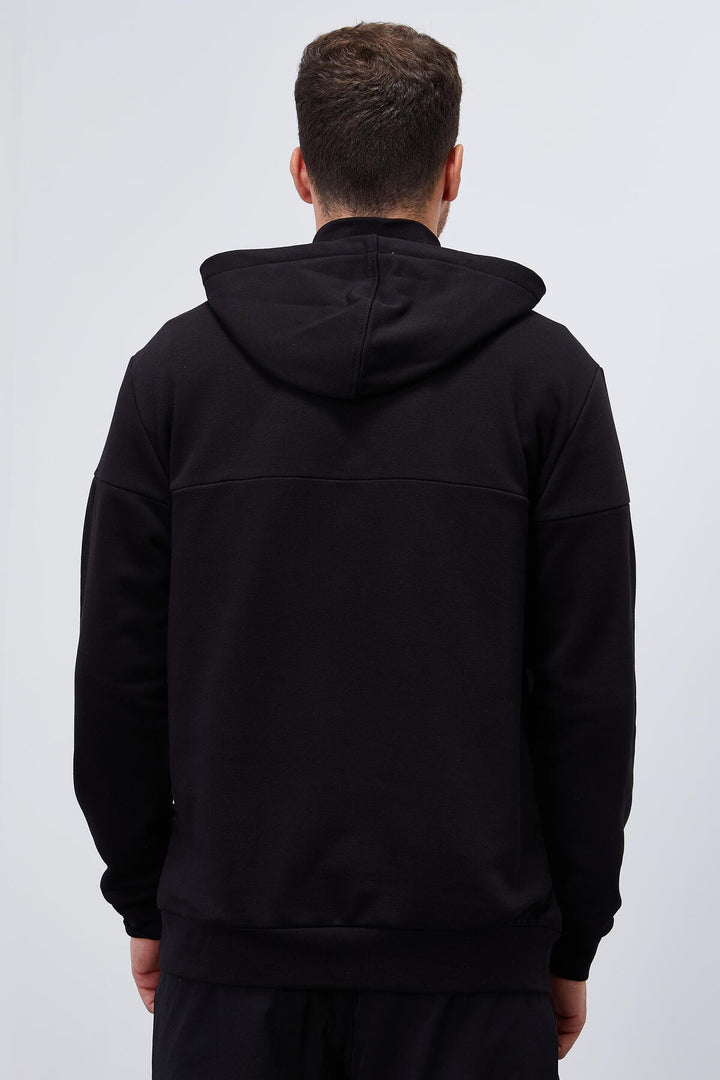TMY Black Men's Half Zip Standard Fit Hooded Sweatshirt - 88033 - Buchholz in der Nordheide