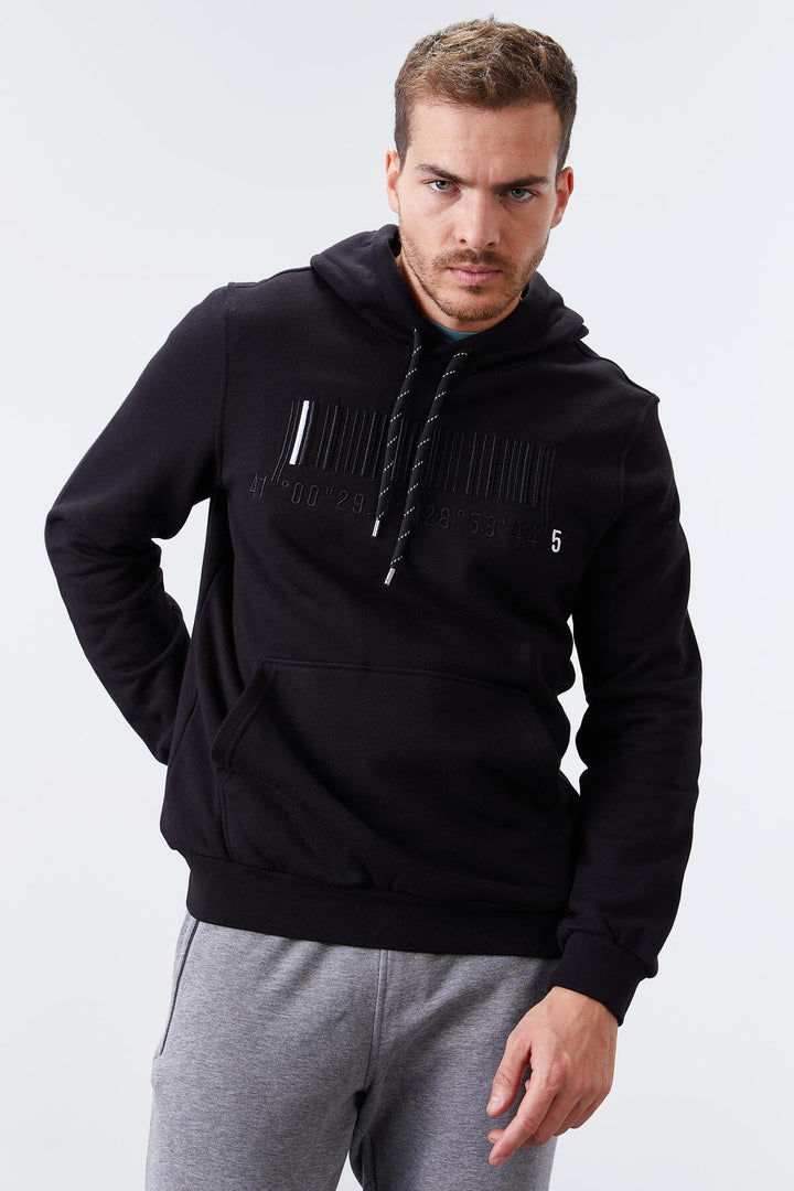 TMY Black Embroidered Kangaroo Pocket Standard Fit Hooded Men's Sweatshirt - 87839 - Kirchheim unter Teck