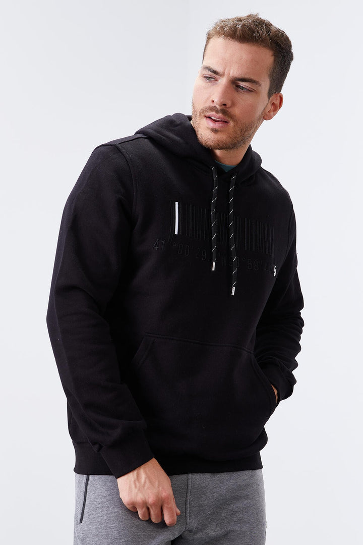 TMY Black Embroidered Kangaroo Pocket Standard Fit Hooded Men's Sweatshirt - 87839 - Kirchheim unter Teck