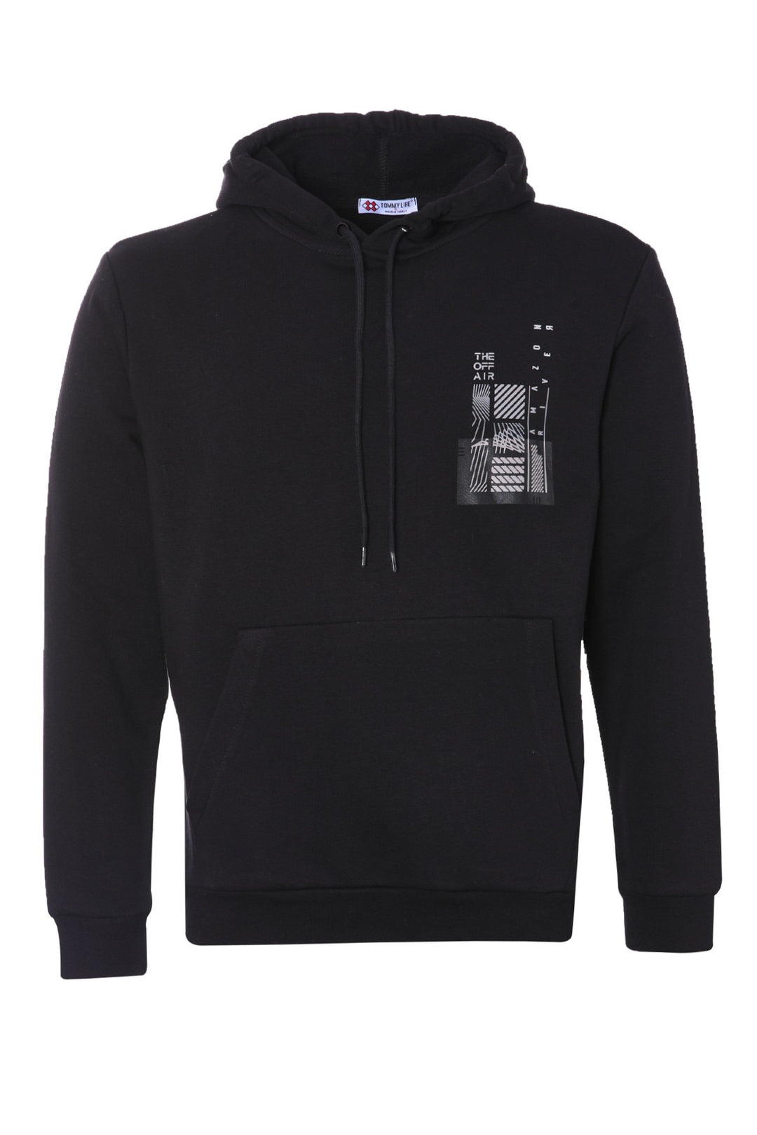 TMY Black Front and Back Printed Hooded Comfort Fit Men's Sweatshirt - 88017 - Jesús María