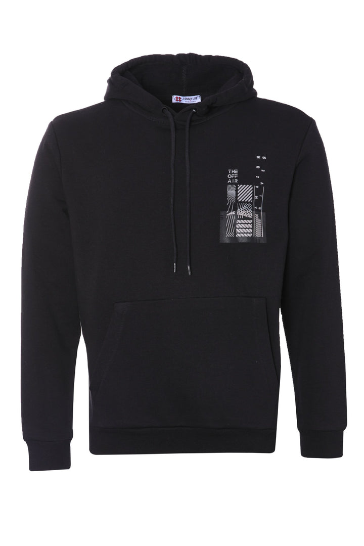 TMY Black Front and Back Printed Hooded Comfort Fit Men's Sweatshirt - 88017 - Jesús María