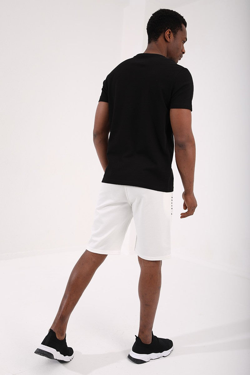 TMY Black Honeycomb Patterned Double Arrow Logo Standard Mold O Neck Men's T-Shirt - 87921 - Wilmington