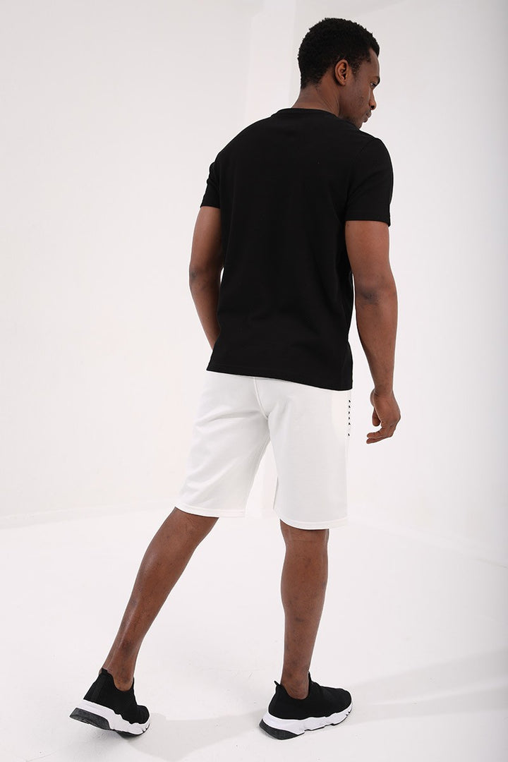 TMY Black Honeycomb Patterned Double Arrow Logo Standard Mold O Neck Men's T-Shirt - 87921 - Wilmington