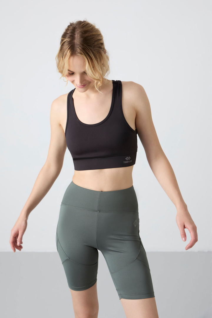 TMY Black Back Detail Slim Fit U Neck Women's Sports Bustier - 97120 - Alkmaar