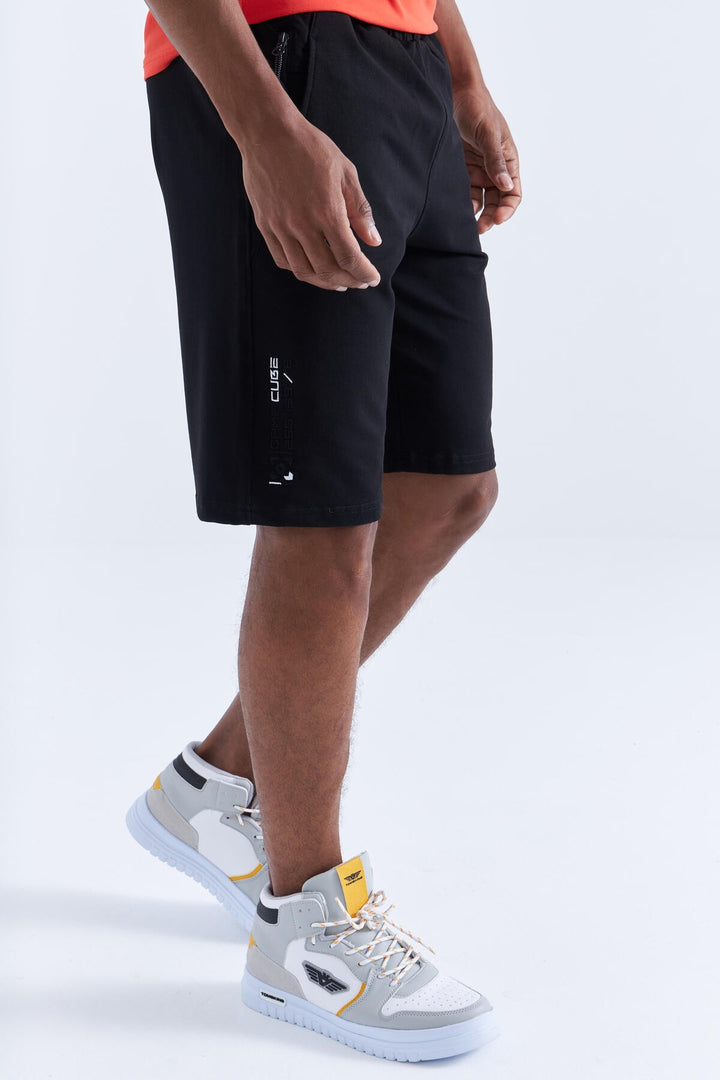 TMY Black Men's Shorts with Zipper Pocket Detail and Drawstring - 81202 - Fort Myers