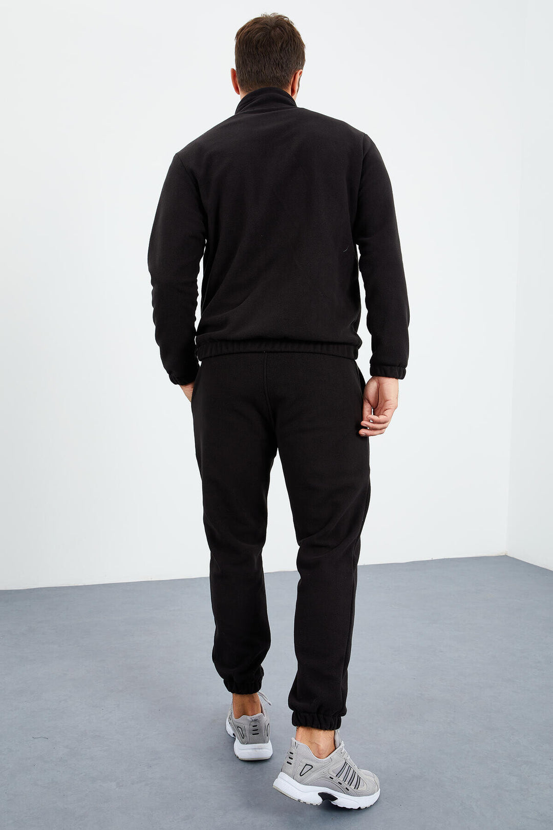 TMY Black Half Zip Stand-up Collar Elastic Cuff Polar Men's Tracksuit - 85159 - Trieste