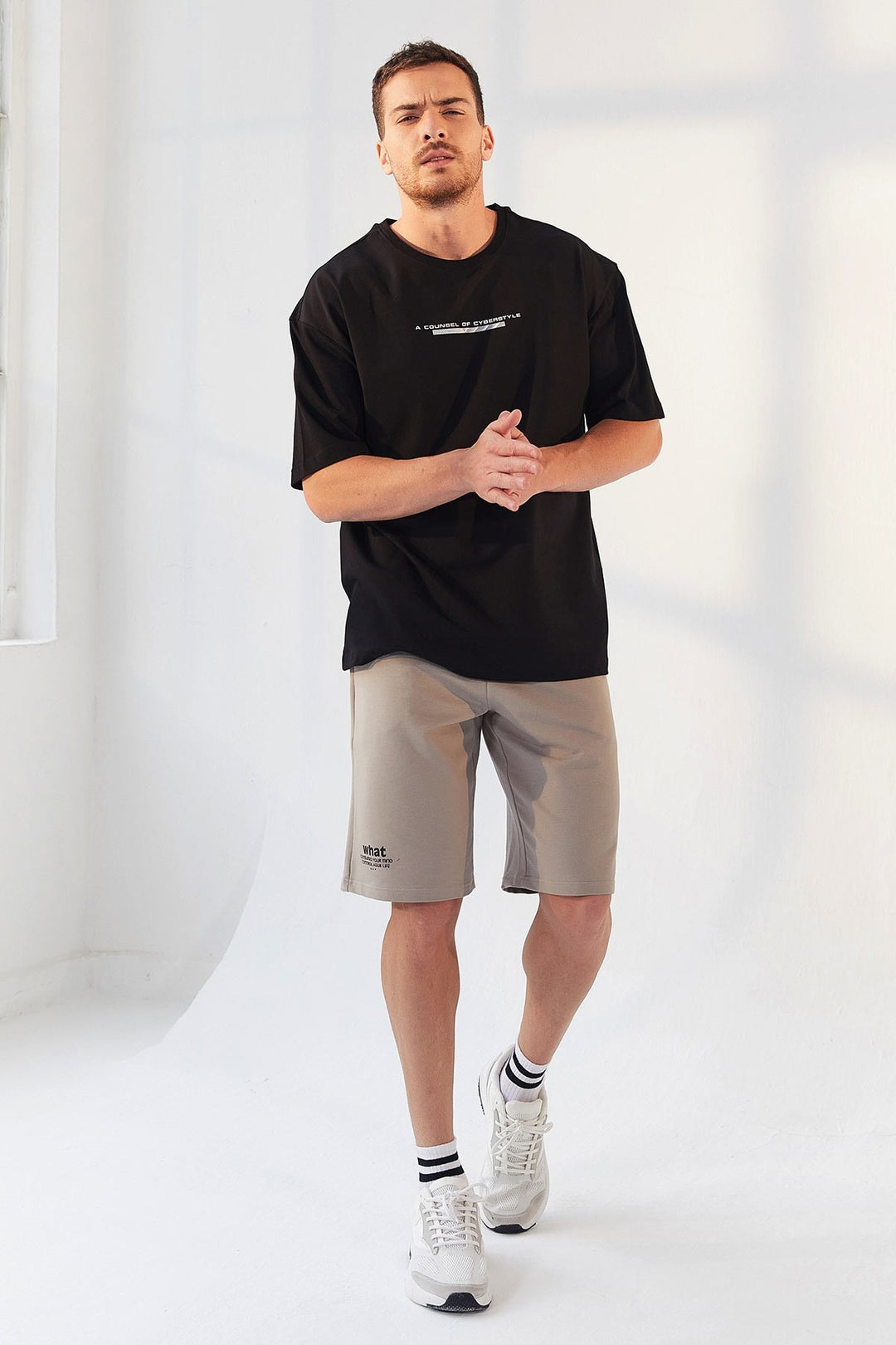 TMY Black Printed O Neck Men's Oversize T-Shirt - 87984 - Marijampolė