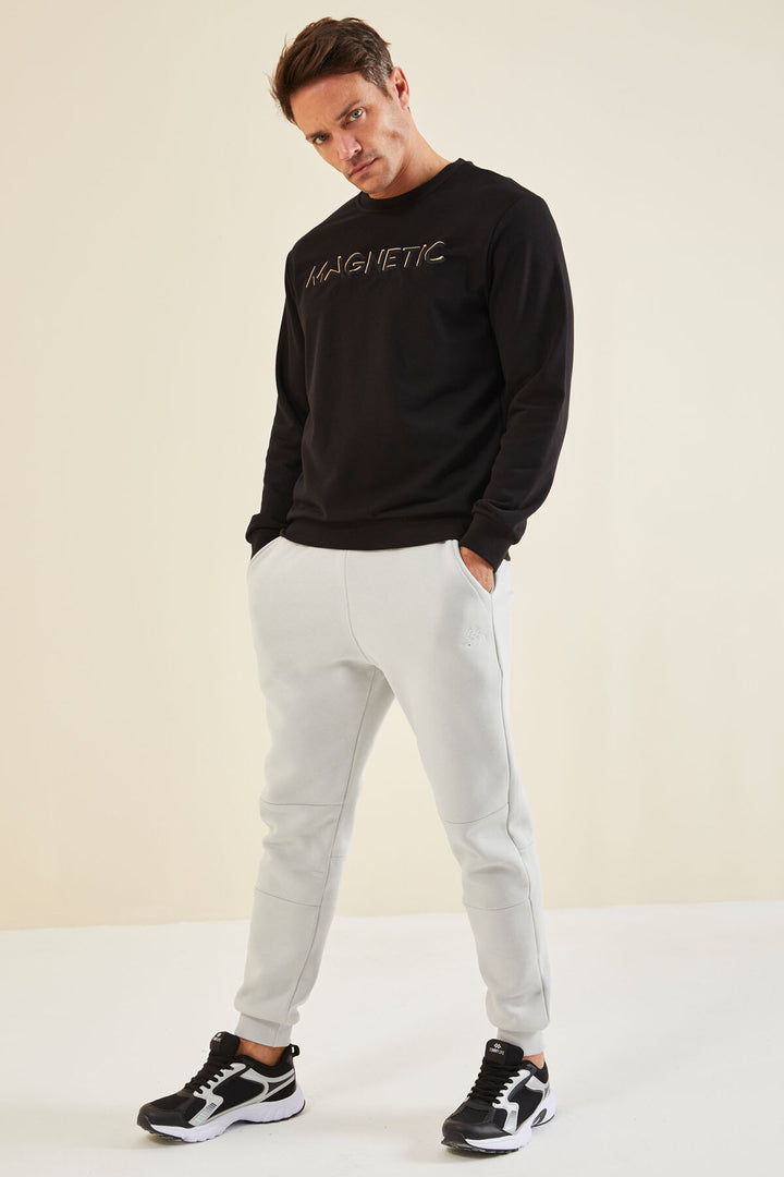 TMY Black Text Embroidered O Neck Comfort Fit Men's Sweatshirt - 88020 - Benevento