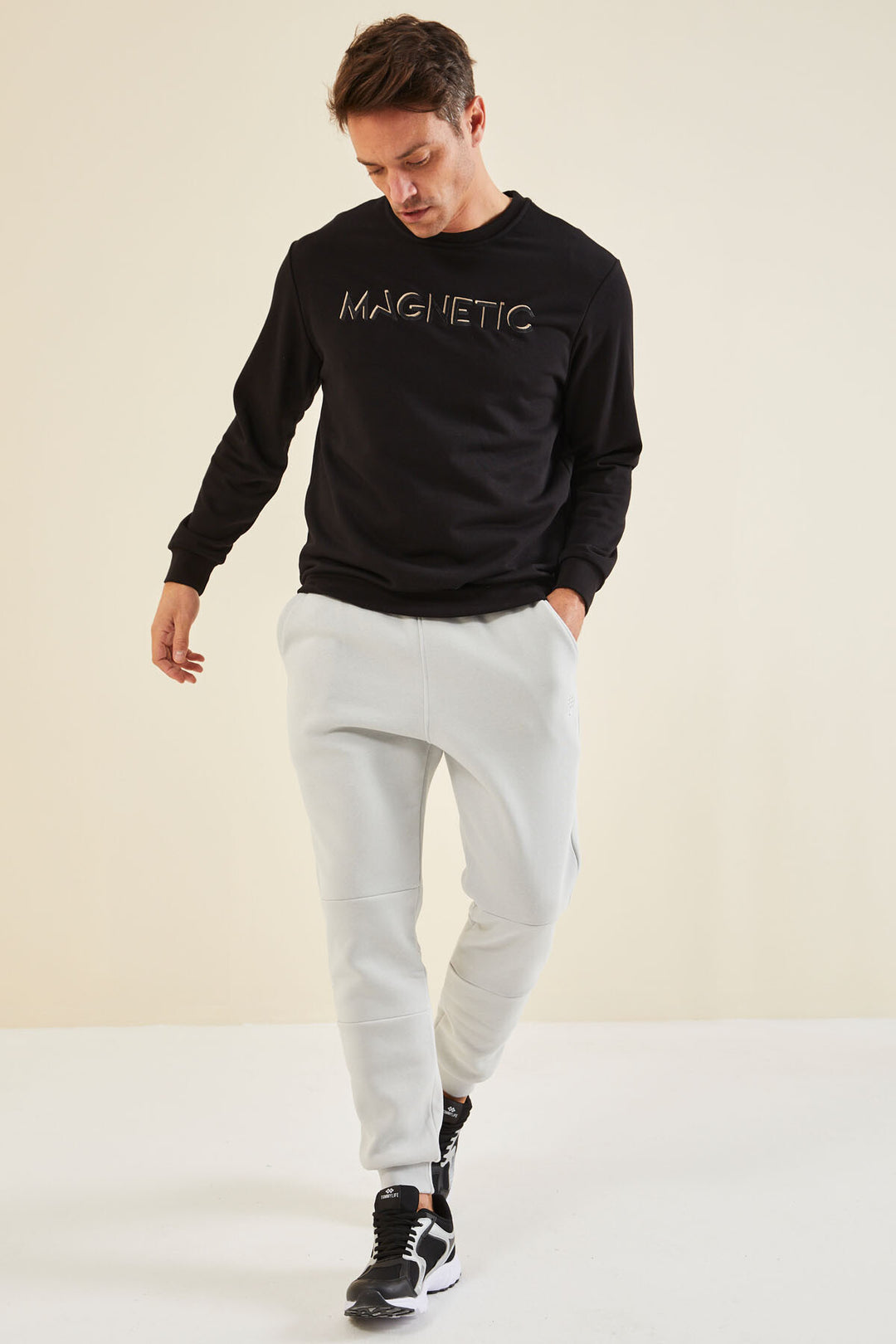 TMY Black Text Embroidered O Neck Comfort Fit Men's Sweatshirt - 88020 - Benevento