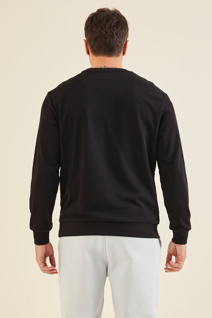 TMY Black Text Embroidered O Neck Comfort Fit Men's Sweatshirt - 88020 - Benevento