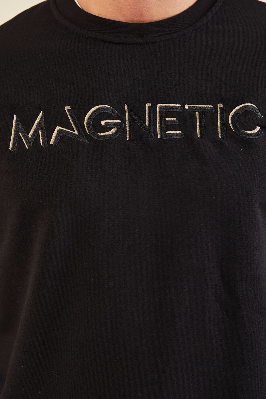 TMY Black Text Embroidered O Neck Comfort Fit Men's Sweatshirt - 88020 - Benevento