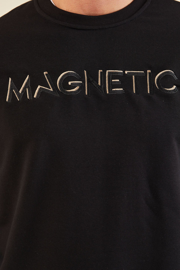 TMY Black Text Embroidered O Neck Comfort Fit Men's Sweatshirt - 88020 - Benevento