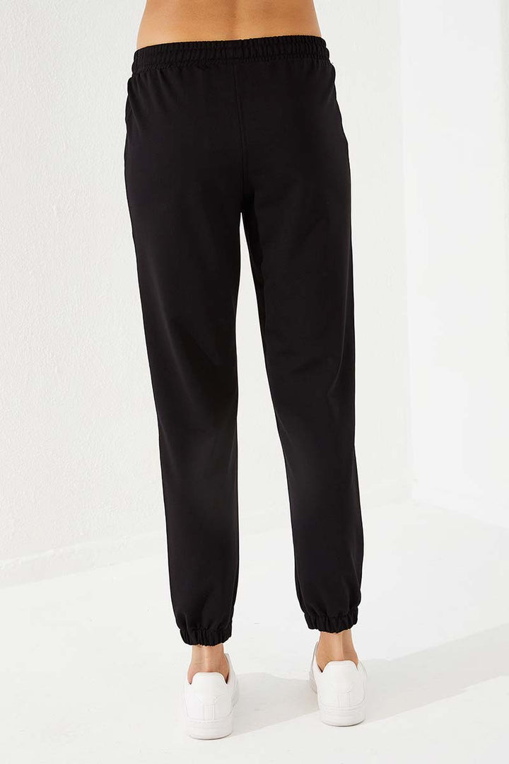 TMY Black Text Embroidered Comfort Fit Elastic Cuff Women's Sweatpants - 94571 - Wimbledon