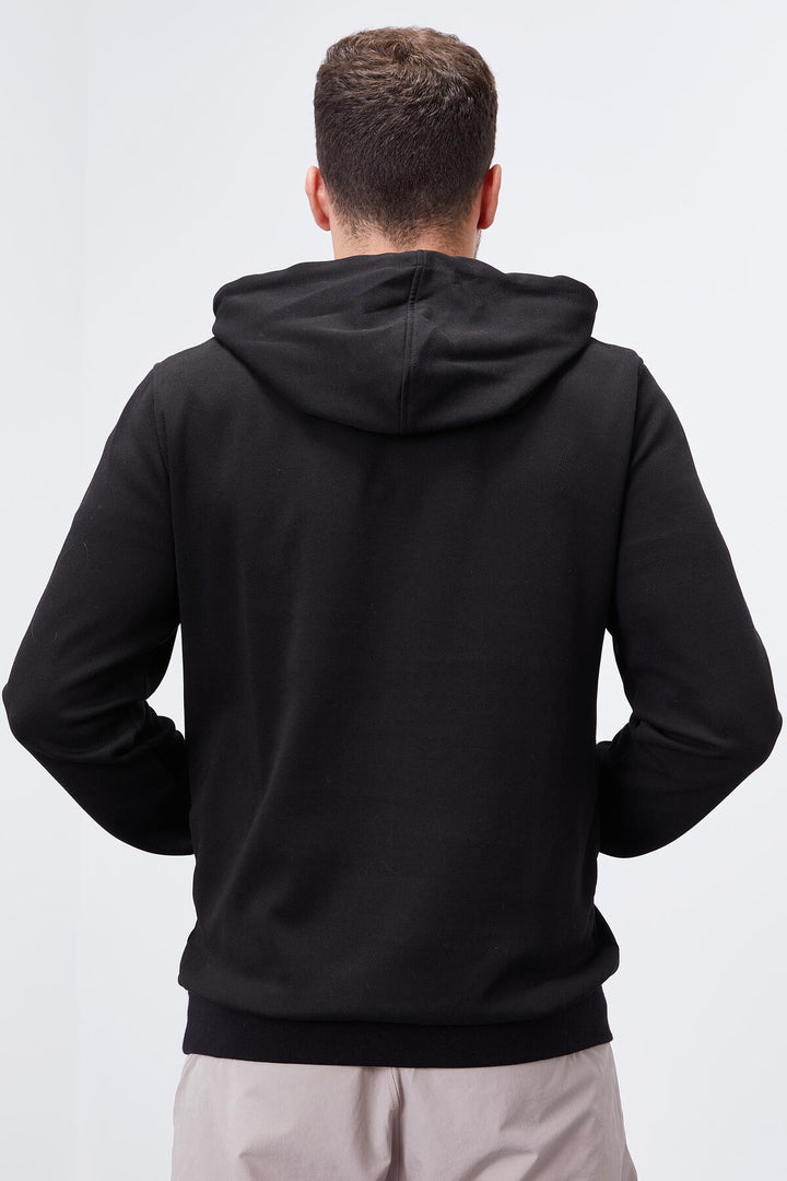 TMY Black Text Embroidered Standard Mold Hooded Men's Sweatshirt - 87887 - Fellbach