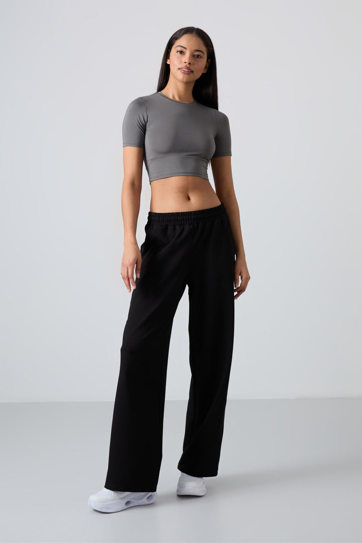 TMY Black High Waist Pocketed Comfort Fit Wide Leg Women's Sweatpants - 94567 - Pabellón de Arteaga