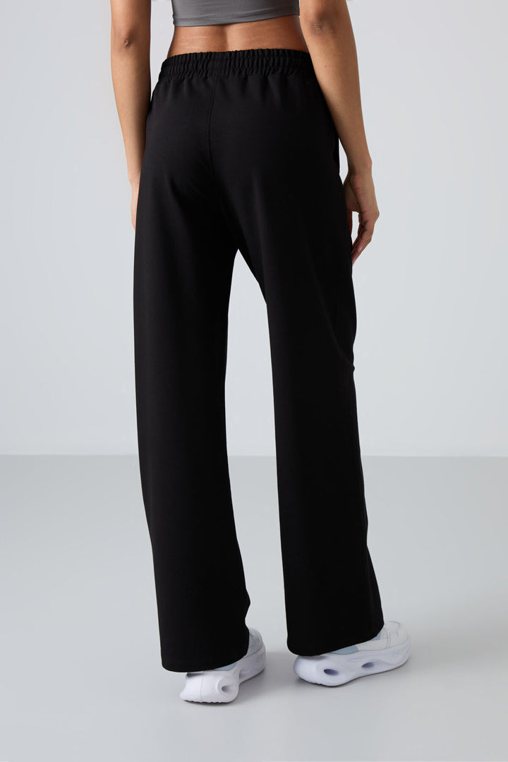 TMY Black High Waist Pocketed Comfort Fit Wide Leg Women's Sweatpants - 94567 - Pabellón de Arteaga