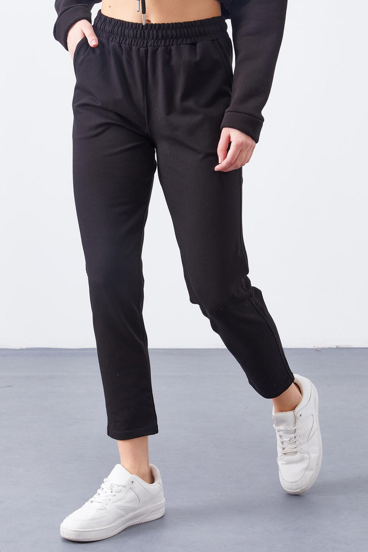 TMY Black High Waist Jogger Comfortable Fit Slim Leg Women's Sweatpants - 94566 - Svyetlahorsk