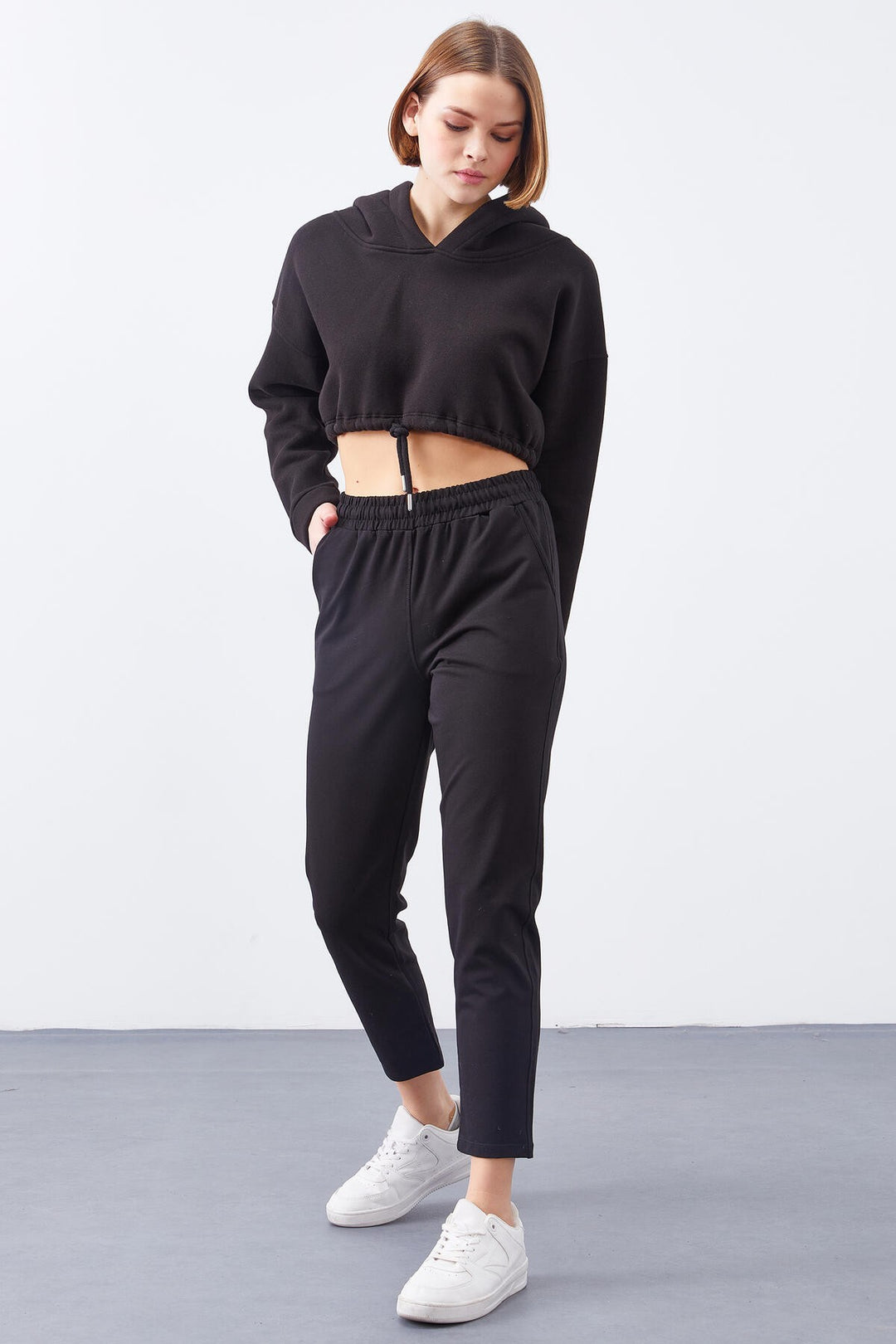 TMY Black High Waist Jogger Comfortable Fit Slim Leg Women's Sweatpants - 94566 - Svyetlahorsk
