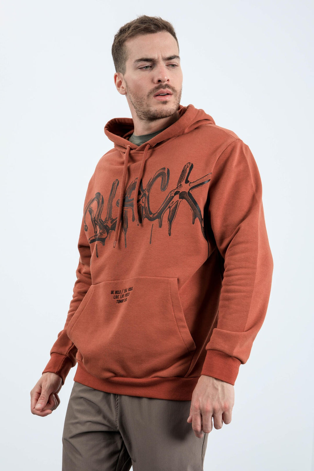 TMY Cinnamon Graffiti Printed Hooded Comfort Fit Men's Sweatshirt - 88031 - Vestavia Hills