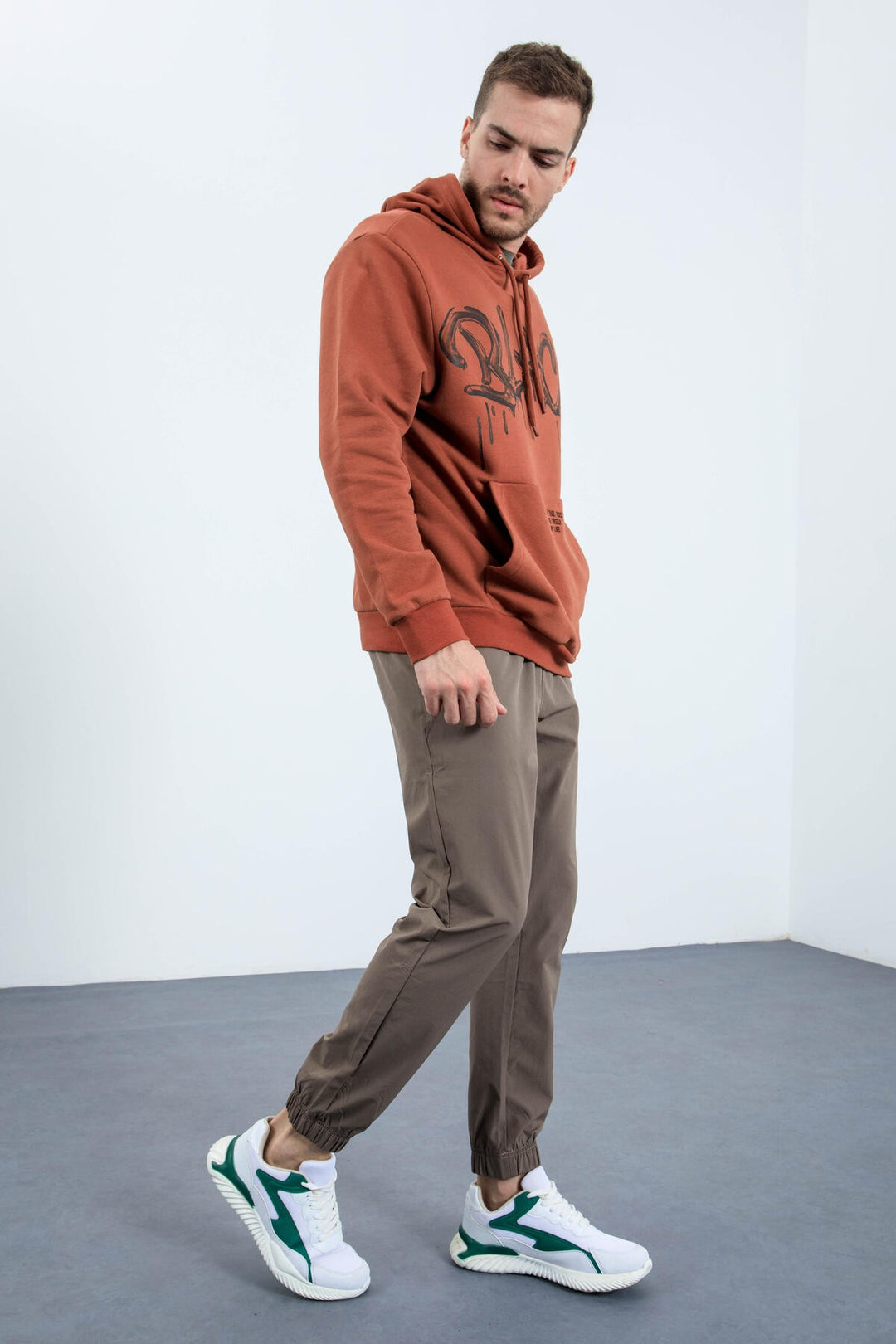 TMY Cinnamon Graffiti Printed Hooded Comfort Fit Men's Sweatshirt - 88031 - Vestavia Hills
