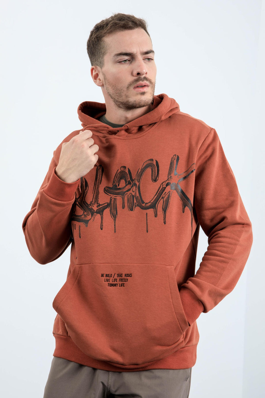 TMY Cinnamon Graffiti Printed Hooded Comfort Fit Men's Sweatshirt - 88031 - Vestavia Hills