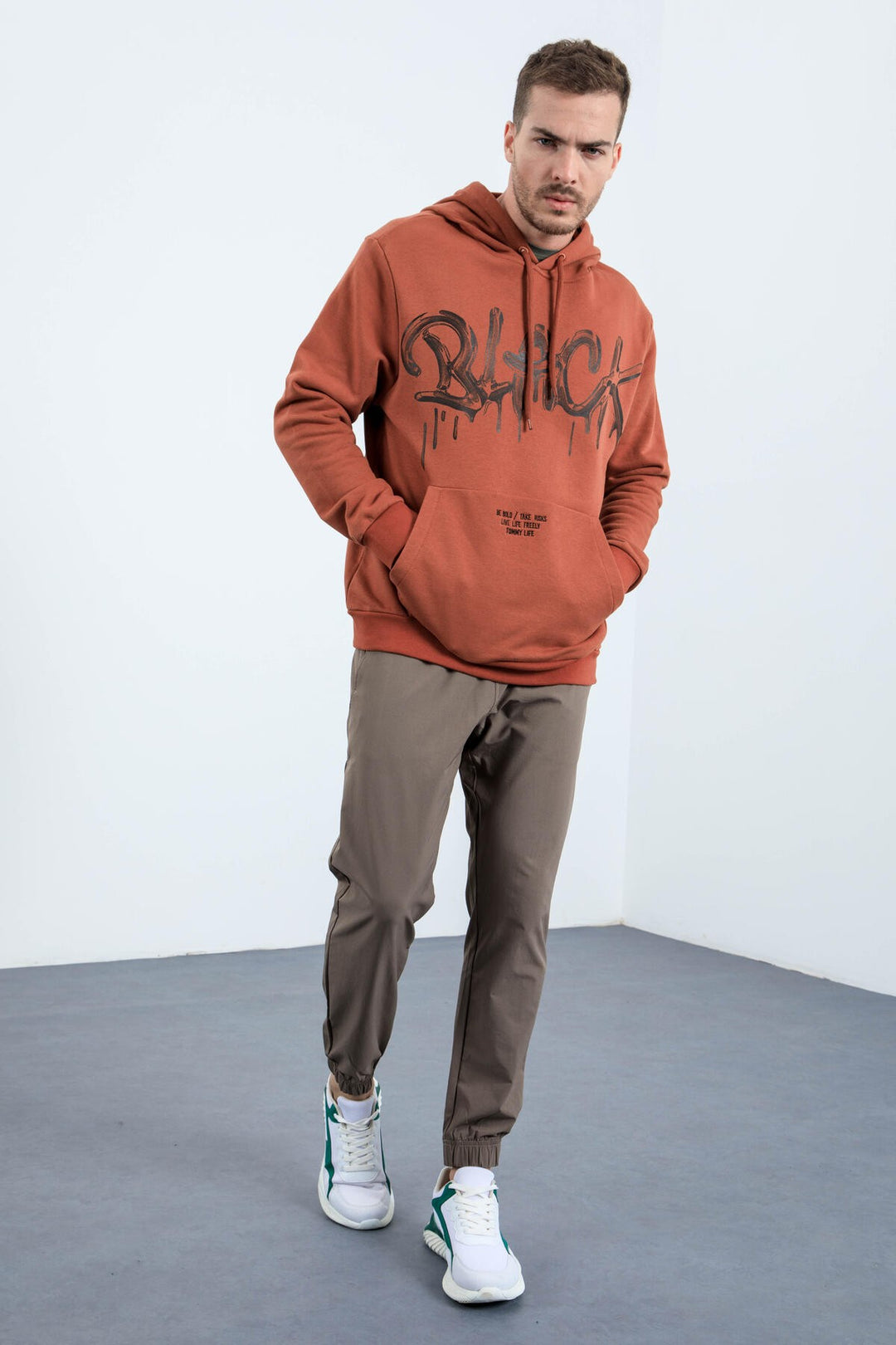 TMY Cinnamon Graffiti Printed Hooded Comfort Fit Men's Sweatshirt - 88031 - Vestavia Hills