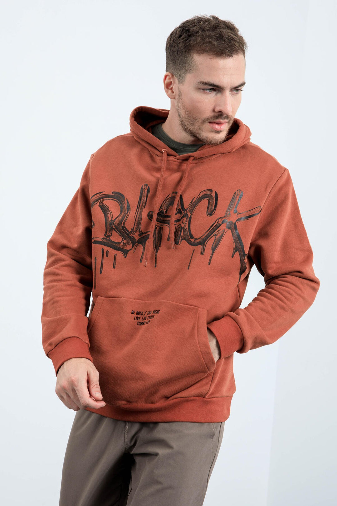 TMY Cinnamon Graffiti Printed Hooded Comfort Fit Men's Sweatshirt - 88031 - Vestavia Hills