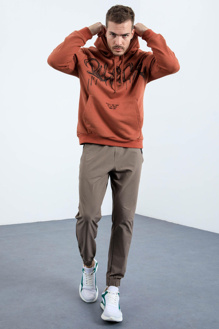 TMY Cinnamon Graffiti Printed Hooded Comfort Fit Men's Sweatshirt - 88031 - Vestavia Hills