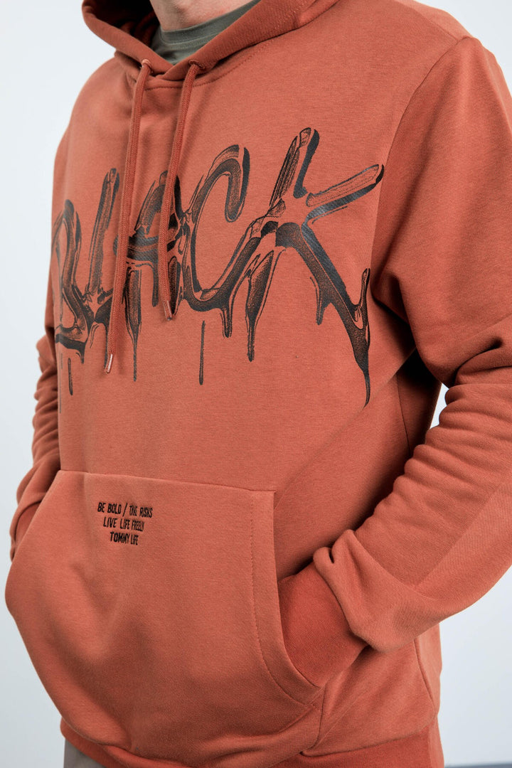 TMY Cinnamon Graffiti Printed Hooded Comfort Fit Men's Sweatshirt - 88031 - Vestavia Hills