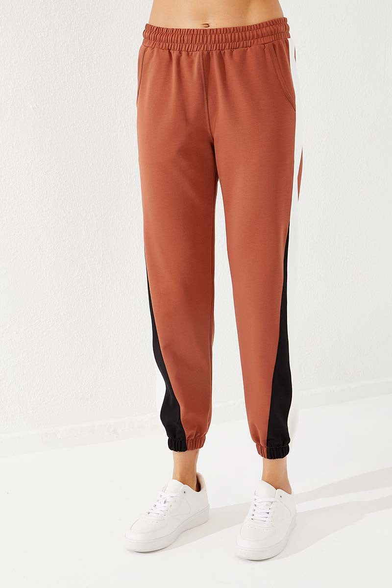 TMY Cinnamon Two Color Striped Comfortable Fit Elastic Cuff Women's Sweatpants - 94582 - Buchholz in der Nordheide