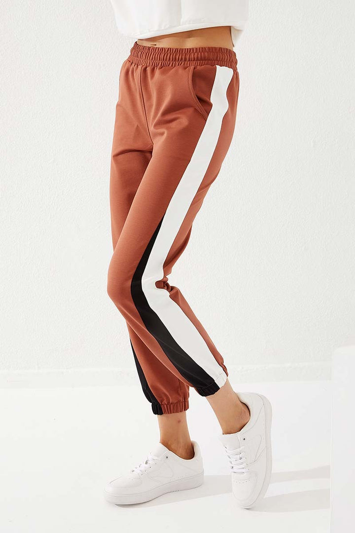 TMY Cinnamon Two Color Striped Comfortable Fit Elastic Cuff Women's Sweatpants - 94582 - Buchholz in der Nordheide