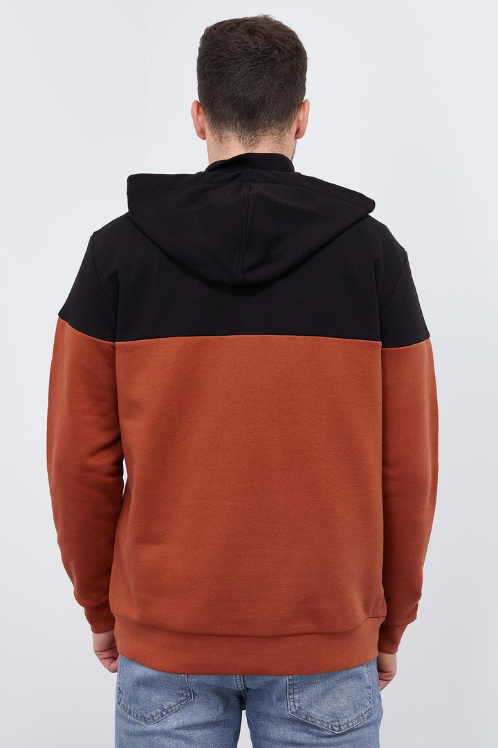 TMY Cinnamon Men's Half Zip Standard Fit Hooded Sweatshirt - 88033 - Vergína