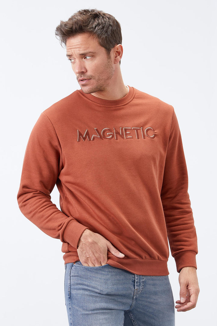 TMY Cinnamon Embroidered Round Neck Comfort Fit Men's Sweatshirt - 88020 - Salinas Victoria